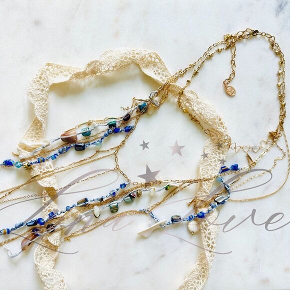 FREE PEOPLE x Ariana Ost Layered Gold Necklace In Gemstones - EXCLUSIVE! - Picture 2 of 6